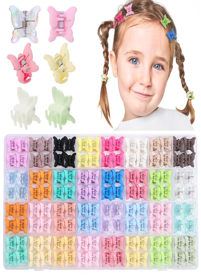 Obeoby 128 Pcs Mini Butterfly Hair Claw Clips, Toddler Baby Girl Hair Clips - Cute Hair Accessories Holiday Birthday Gifts (32 Colors) - Image 1